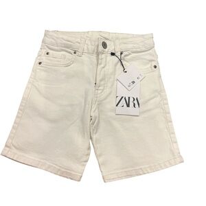 Zara White Jean Shorts Relaxed Fit Cotton